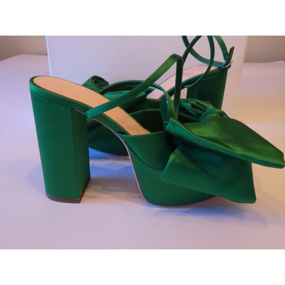 Loeffler Randall Camellia Emerald Green Platform Bow Sandals Pumps NWOT 698 Sz 7 - Picture 3 of 14